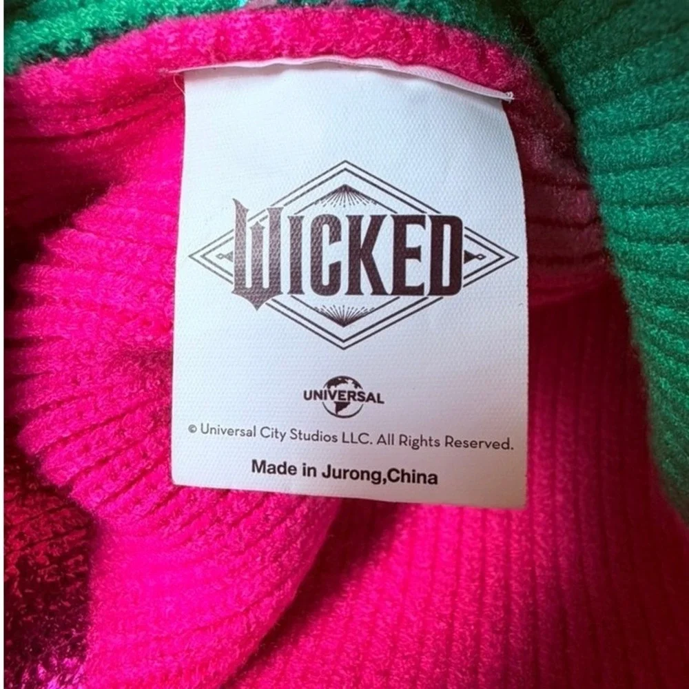 Wicked Movie Beanie Pink Green Metallic Pom Hat Universal Studios OSFM